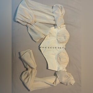 Oh Polly Cream Corset Top with Button Accents